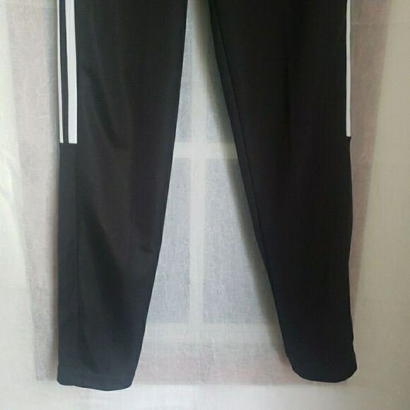 Adidas Women's Size S Pants Black White Side Stripe Ankle Zip Warm Up - Picture 4 of 13